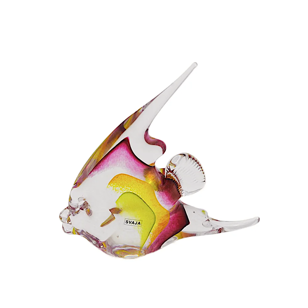 Svaja Alice Angelfish Glass Sculpture - Yellow & Pink