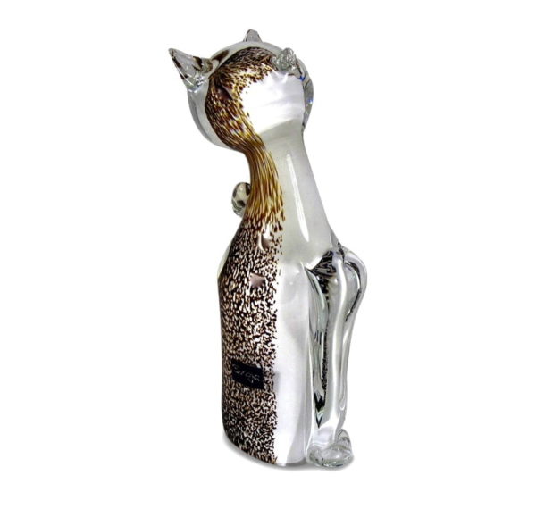 Svaja Camilla Cat Glass Sculpture - Ginger & White