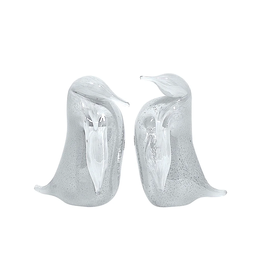 Svaja Edwinas & EditaEmperor Penguin Glass Sculpture - Pair