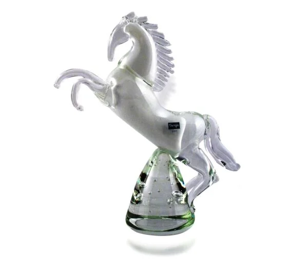 Svaja Horatio Horse Glass Sculpture - White