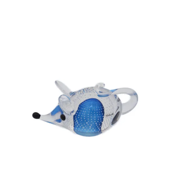 Svaja Melvin Mouse Glass Sculpture - Blue Bubbles