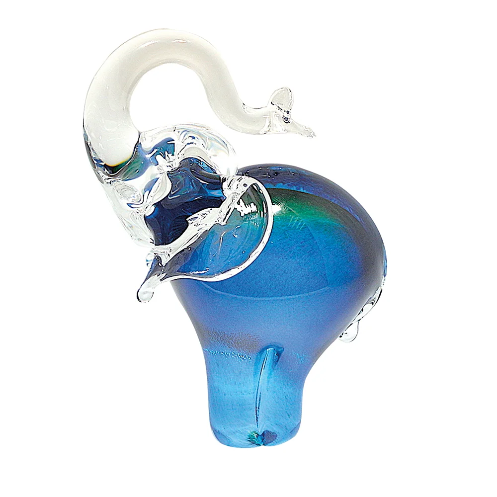 Svaja Ollie Elephant Glass Sculpture - Blue & Green - Small
