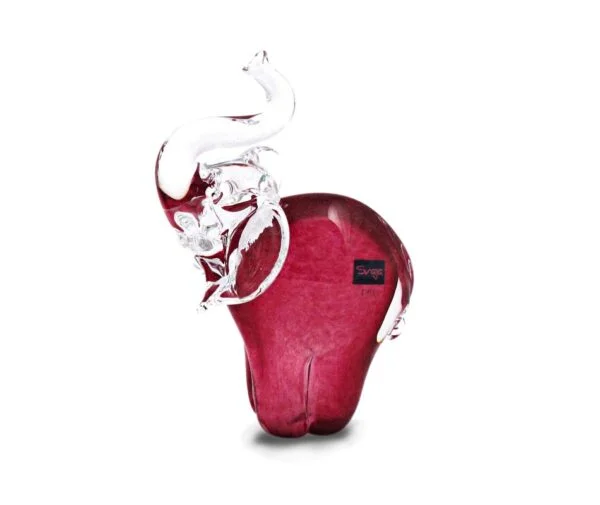 Svaja Ollie Elephant Glass Sculpture - Pink - Small