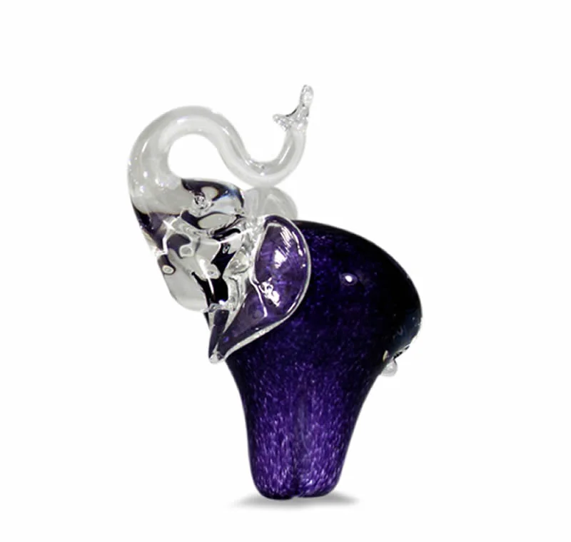 Svaja Ollie Elephant Glass Sculpture - Violet - Small