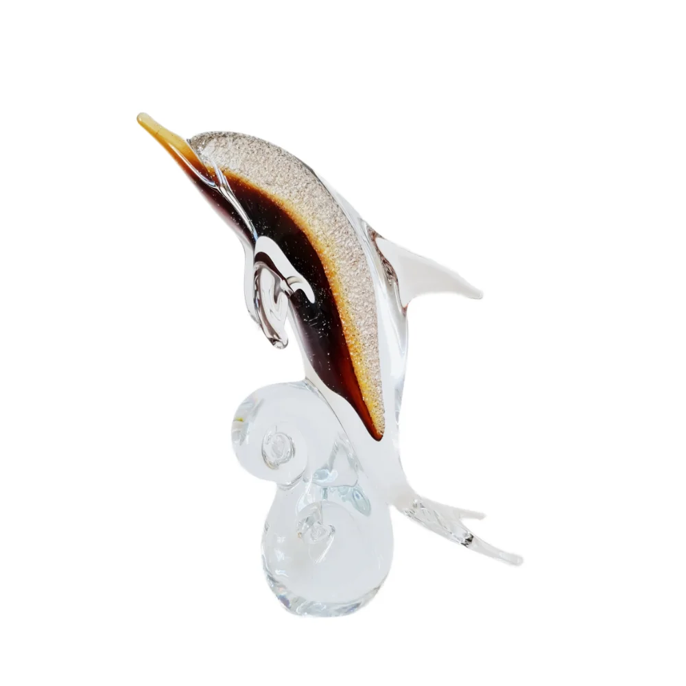 Dave Dolphin Glass Sculpture - Golden Amber - Svaja