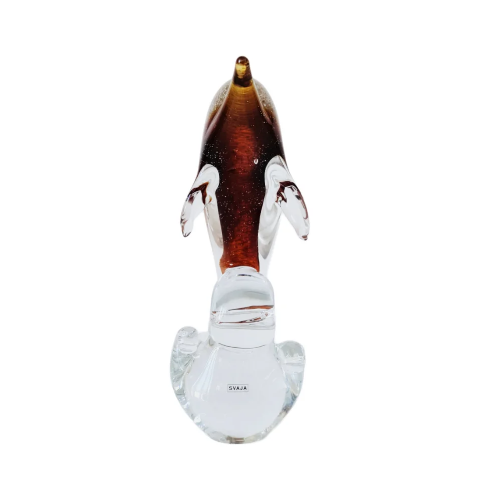 Dave Dolphin Glass Sculpture - Golden Amber - Svaja