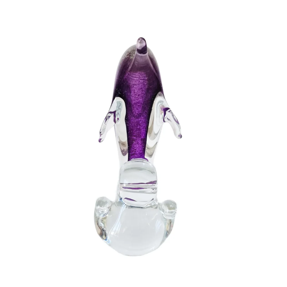 Dave Dolphin Glass Sculpture - Golden Violet - Svaja
